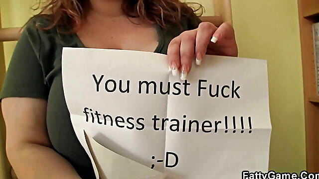 Huge Melons Fatty Seduces Fitness Trainer Into Sex