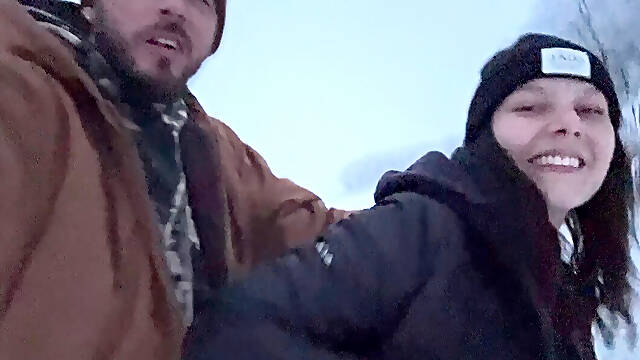 Outdoor Girl Almost Caught Getting Dick Hard In The Snow