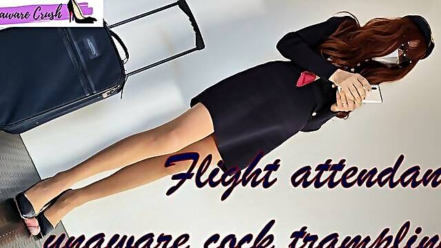 Flight Attendant Unaware Cock Trampling, Shoejob