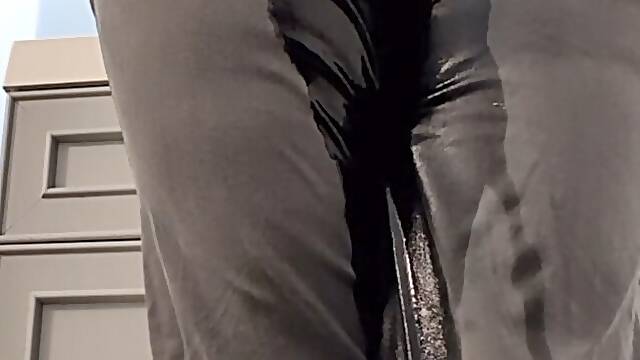 Wetting Challenge In Grey Work Pants - Total Explosion!