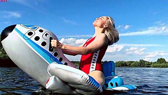 Alla Is A Naughty Rider On A Large Rare Inflatable Plane And Brings Herself To Pleasure