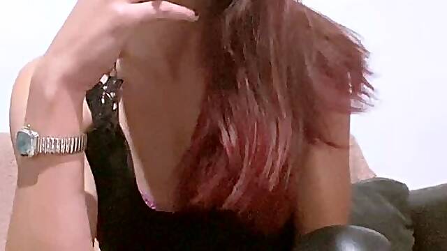 Smoking Seduction In Total Black Leather