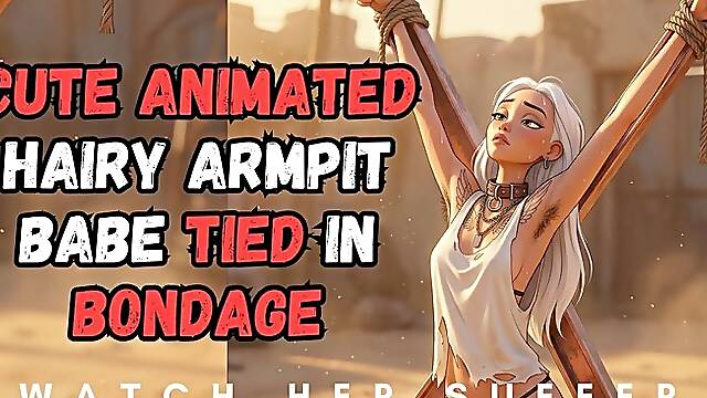 Super Cute Animated Hairy Armpit Babe So Sexy She Needs To Be Punished Tied To A X Frame In Bdsm Bon