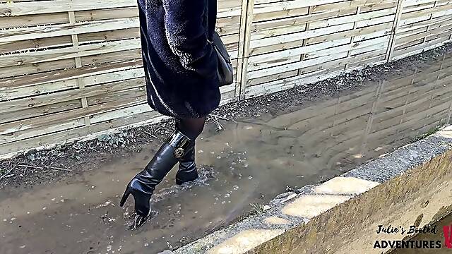 Muddy Canal Walk In Dior Leather Boots – Ultimate Stomp Test