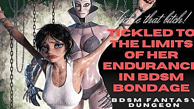 Sexy Hairy Armpit Fit Animated Dark Haired Skinny Buxom Babe Strung Up In Tight Bdsm Bondage And Tic