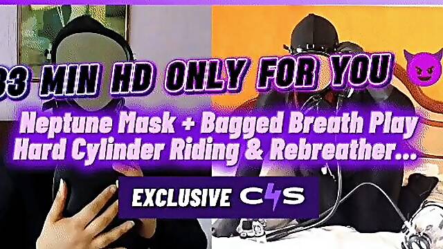 Neptune Rebreather & Cylinder Breath Play: Seductive Balloon Play + Hard Cylinder Riding – 33 Min Hd