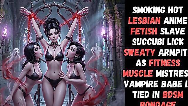 Smoking Hot Lesbian Anime Fetish Slave Succubi Succubus Lick Sweaty Armpits As Fitness Muscle Mistre