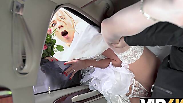 Bride In Stocking Banged On The Way To Wedding Ceremony