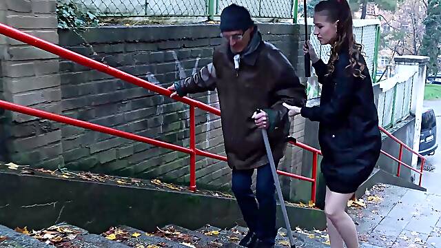 Train, Couple, Brunette, Ass