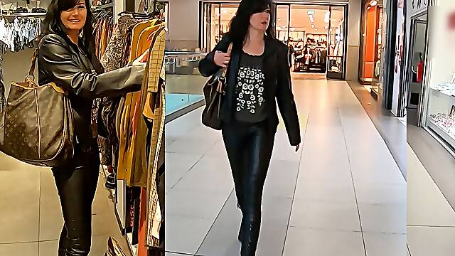 Leather Slut Fucks In The Middle Of The Department Store. Extreme Cum Face