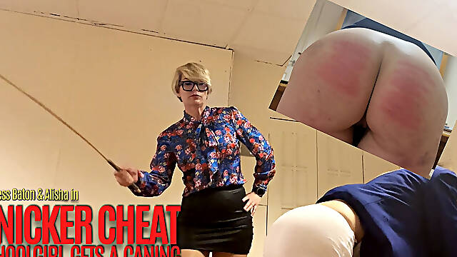 Knicker Cheat Schoolgirl Gets A Caning