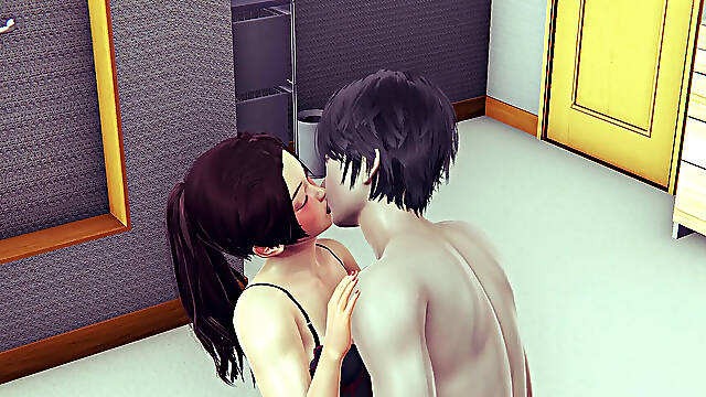 Sramežljiva, 3D, Poljubljanje, Masaža