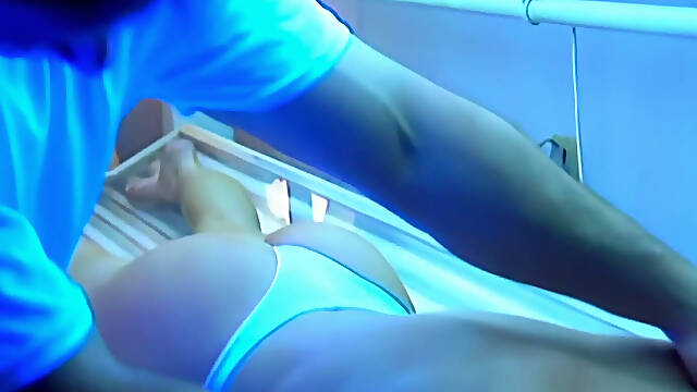 A Sexy Blonde Girl Gets Fucked Hard In The Ass During A Solarium Session