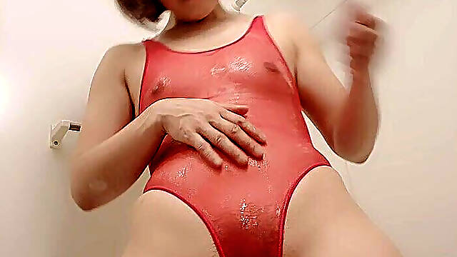 Playing Alone In The Bathroom With Oil On A Leotard