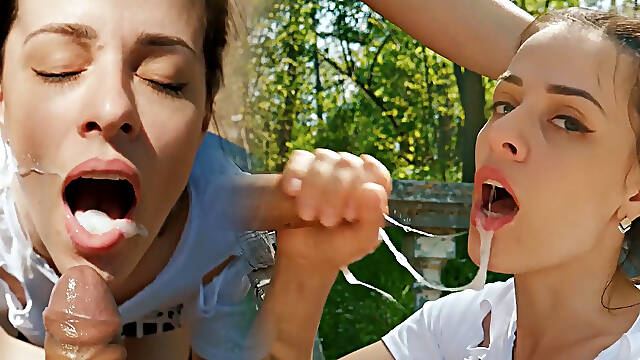Sloppy Outdoor Blowjob And Cum Swallow With Stranger Outdoors