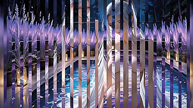 Lustrender: Middle Eastern Dark Angel Golden Nude Pool Fingering - Ai Video