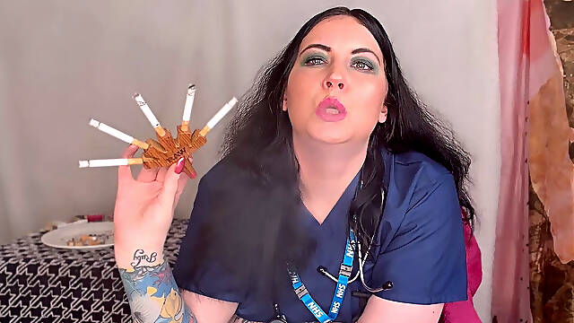 Nurse Ffw Smokes Fiveway Cigarettes & Has Coughing Fits